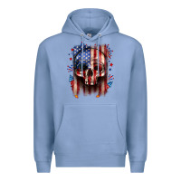 Colony Blue 4th of July skull American flag Premium Hoodie - Neo Western