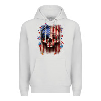 Dove Grey 4th of July skull American flag Premium Hoodie - Neo Western