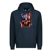 Navy 4th of July skull American flag Premium Hoodie - Neo Western