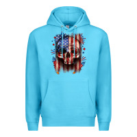 Ocean Blue 4th of July skull American flag Premium Hoodie - Neo Western