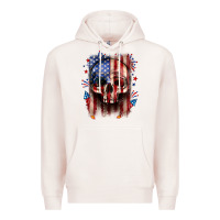 Pale Pink 4th of July skull American flag Premium Hoodie - Neo Western