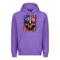 Purple 4th of July skull American flag Premium Hoodie - Neo Western