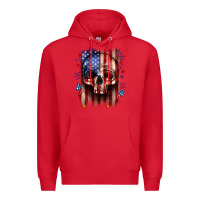 Red 4th of July skull American flag Premium Hoodie - Neo Western
