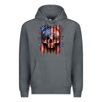Rock 4th of July skull American flag Premium Hoodie - Neo Western
