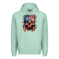 Seafoam 4th of July skull American flag Premium Hoodie - Neo Western