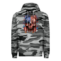 Slate Camo 4th of July skull American flag Premium Hoodie - Neo Western
