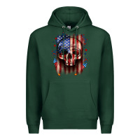 Sports Green 4th of July skull American flag Premium Hoodie - Neo Western