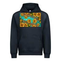 Navy western sunflowers skinny metal can holder Urban Hoodie - HRA Design Shop