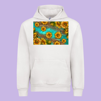 Western Sunflowers Skinny Metal Can Holder Urban Hoodie Designed By Hra Design Shop