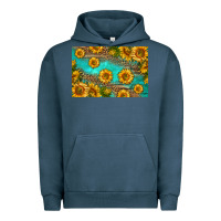 Pigment Midnight Navy western sunflowers skinny metal can holder Urban Hoodie - HRA Design Shop