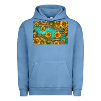 Pigment Pebble Blue western sunflowers skinny metal can holder Urban Hoodie - HRA Design Shop