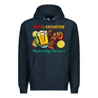 Navy beer&crawfish that's why i'm here Premium Hoodie - FaDigitalArtStudio