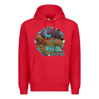Red neon moon Premium Hoodie - SublimationCraftShop