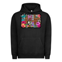 Pigment Black mimi floral background Urban Hoodie - HRA Design Shop