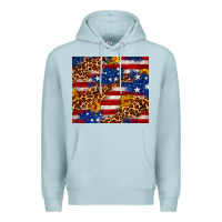 Blue Mist 4th of July USA flag leopard sunflower 20oz tumble Premium Hoodie - Neo Western