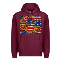 Burgundy 4th of July USA flag leopard sunflower 20oz tumble Premium Hoodie - Neo Western