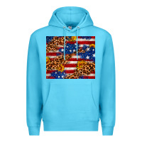 Ocean Blue 4th of July USA flag leopard sunflower 20oz tumble Premium Hoodie - Neo Western