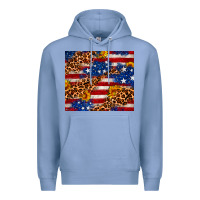 Colony Blue 4th of July USA flag leopard sunflower 20oz tumble Premium Hoodie - Neo Western