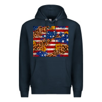 Navy 4th of July USA flag leopard sunflower 20oz tumble Premium Hoodie - Neo Western