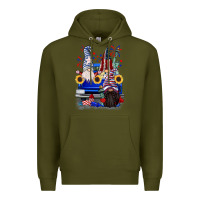 Army Green 4th of July gnomes truck Premium Hoodie - CowGirlArtShop