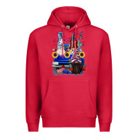 Cardinal 4th of July gnomes truck Premium Hoodie - CowGirlArtShop