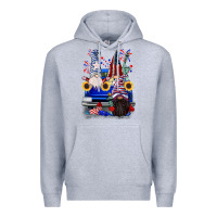 Heather Grey 4th of July gnomes truck Premium Hoodie - CowGirlArtShop