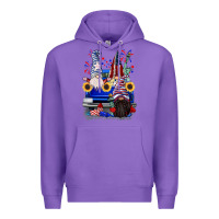 Purple 4th of July gnomes truck Premium Hoodie - CowGirlArtShop