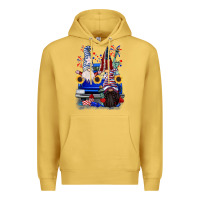 Antique Gold 4th of July gnomes truck Premium Hoodie - CowGirlArtShop