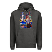 Charcoal Heather 4th of July gnomes truck Premium Hoodie - CowGirlArtShop