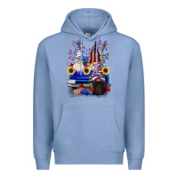 Colony Blue 4th of July gnomes truck Premium Hoodie - CowGirlArtShop