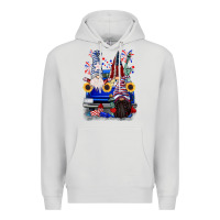 Dove Grey 4th of July gnomes truck Premium Hoodie - CowGirlArtShop