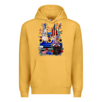 Mustard 4th of July gnomes truck Premium Hoodie - CowGirlArtShop