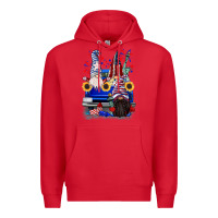 Red 4th of July gnomes truck Premium Hoodie - CowGirlArtShop