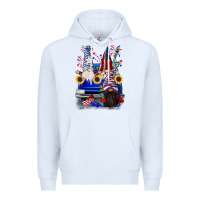 White 4th of July gnomes truck Premium Hoodie - CowGirlArtShop