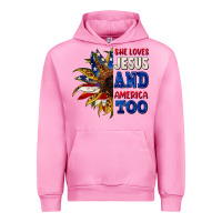 Fuchsia Pink She loves Jesus and America too 4th of july Urban Hoodie - CowGirlArtShop