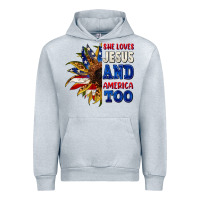 Heather Grey She loves Jesus and America too 4th of july Urban Hoodie - CowGirlArtShop
