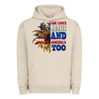 Pigment French Oak She loves Jesus and America too 4th of july Urban Hoodie - CowGirlArtShop