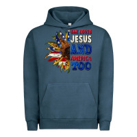 Pigment Midnight Navy She loves Jesus and America too 4th of july Urban Hoodie - CowGirlArtShop