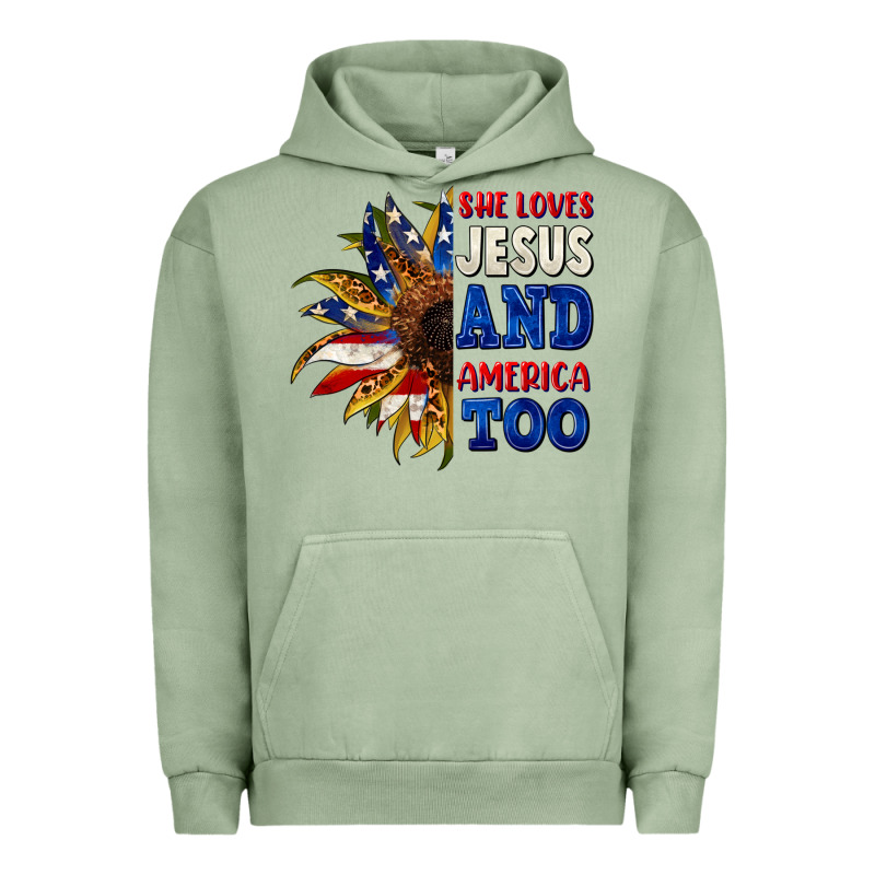 She Loves Jesus And America Too 4th Of July Urban Hoodie by CowGirlArtShop | Teevron