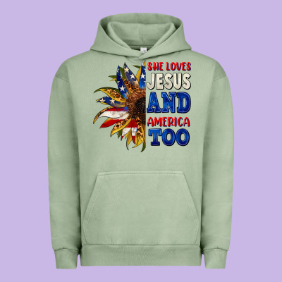 She Loves Jesus And America Too 4th Of July Urban Hoodie Designed By Cowgirlartshop