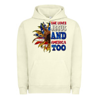 Pigment Pistachio She loves Jesus and America too 4th of july Urban Hoodie - CowGirlArtShop
