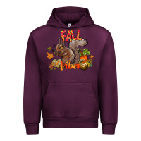 Mauve Wine Fall Vibes Squirrel Urban Hoodie - CowhideDigitalArt