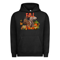 Pigment Black Fall Vibes Squirrel Urban Hoodie - CowhideDigitalArt