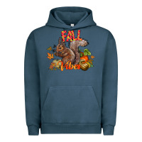 Pigment Midnight Navy Fall Vibes Squirrel Urban Hoodie - CowhideDigitalArt