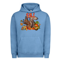 Pigment Pebble Blue Fall Vibes Squirrel Urban Hoodie - CowhideDigitalArt