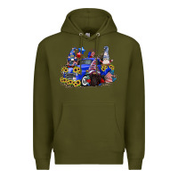 Army Green 4th of July gnomes with truck Premium Hoodie - CowGirlArtShop