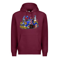 Burgundy 4th of July gnomes with truck Premium Hoodie - CowGirlArtShop