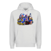 Dove Grey 4th of July gnomes with truck Premium Hoodie - CowGirlArtShop