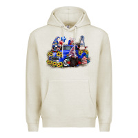 Oatmeal Heather 4th of July gnomes with truck Premium Hoodie - CowGirlArtShop
