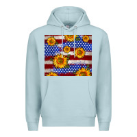 Blue Mist 4th of July USA flag sunflower 20oz tumbler Premium Hoodie - Neo Western